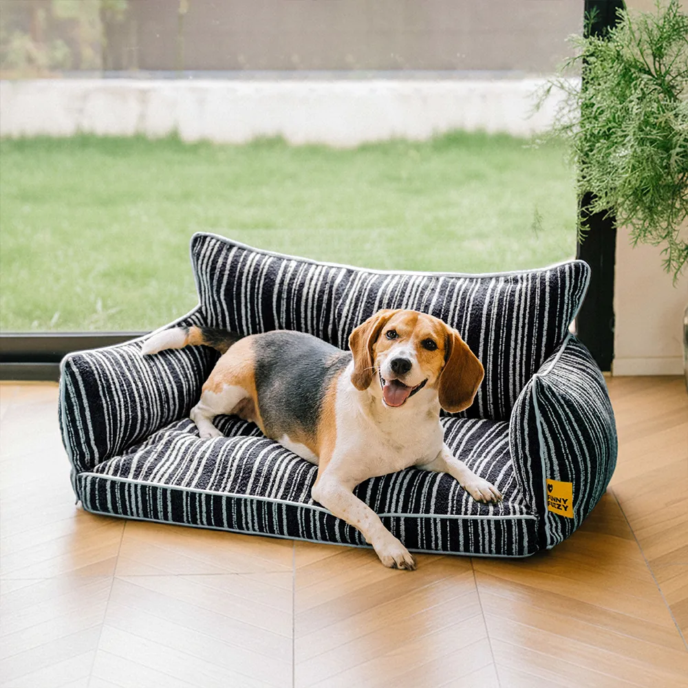 SnugNest Textured Stripe Dog Sofa Bed