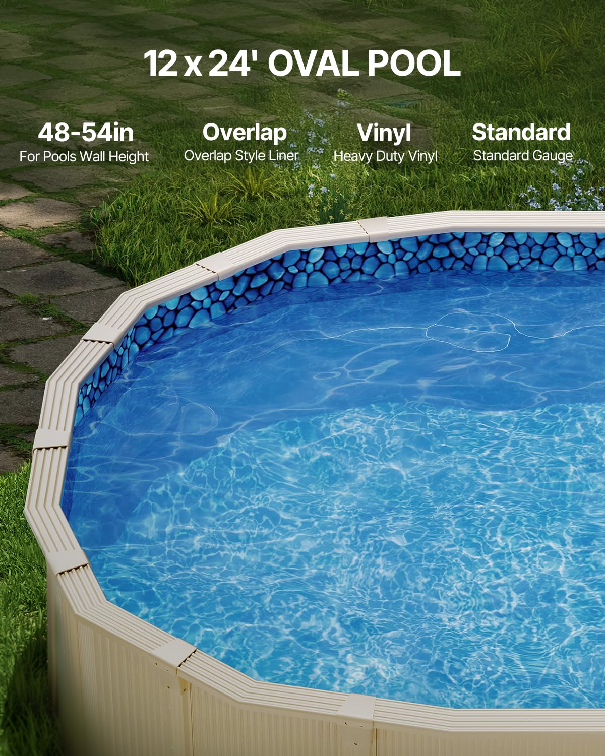 VEVOR 12x24 ft Oval Pool Liner - Durable Overlap Style