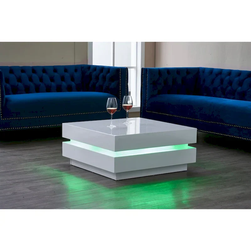 Artiva Contemporary Coffee Table with Remote-Controlled Multi-LED Lighting