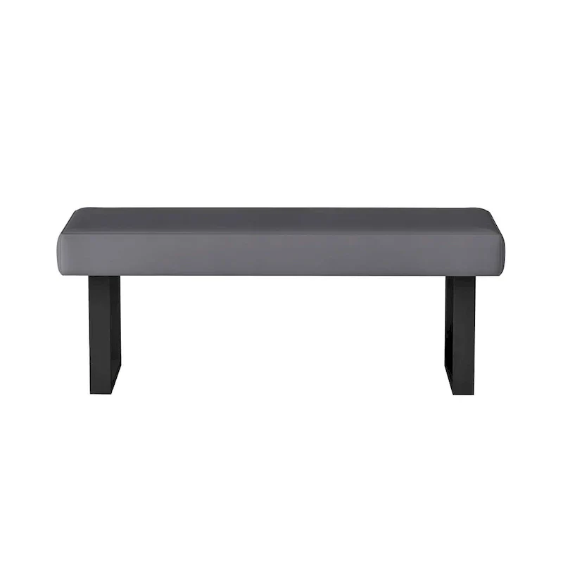 Gray Fabric Bench with Sturdy Steel Legs