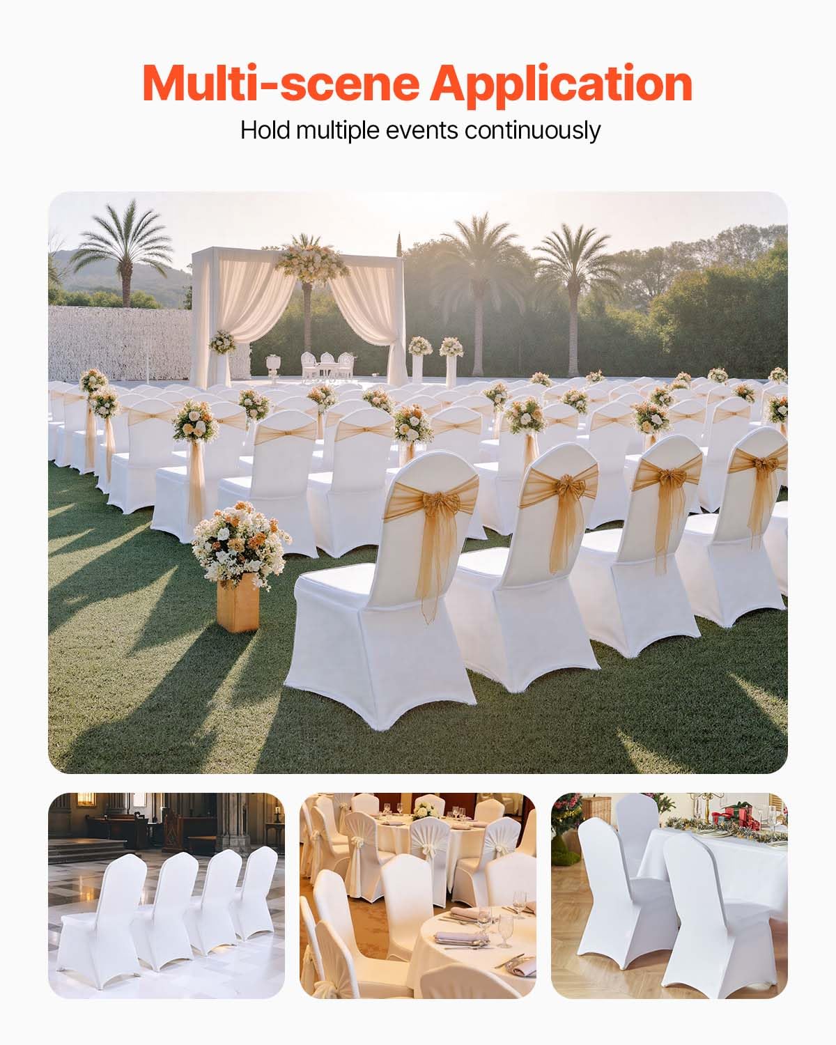 VEVOR 100 Pcs White Polyester Spandex Chair Covers