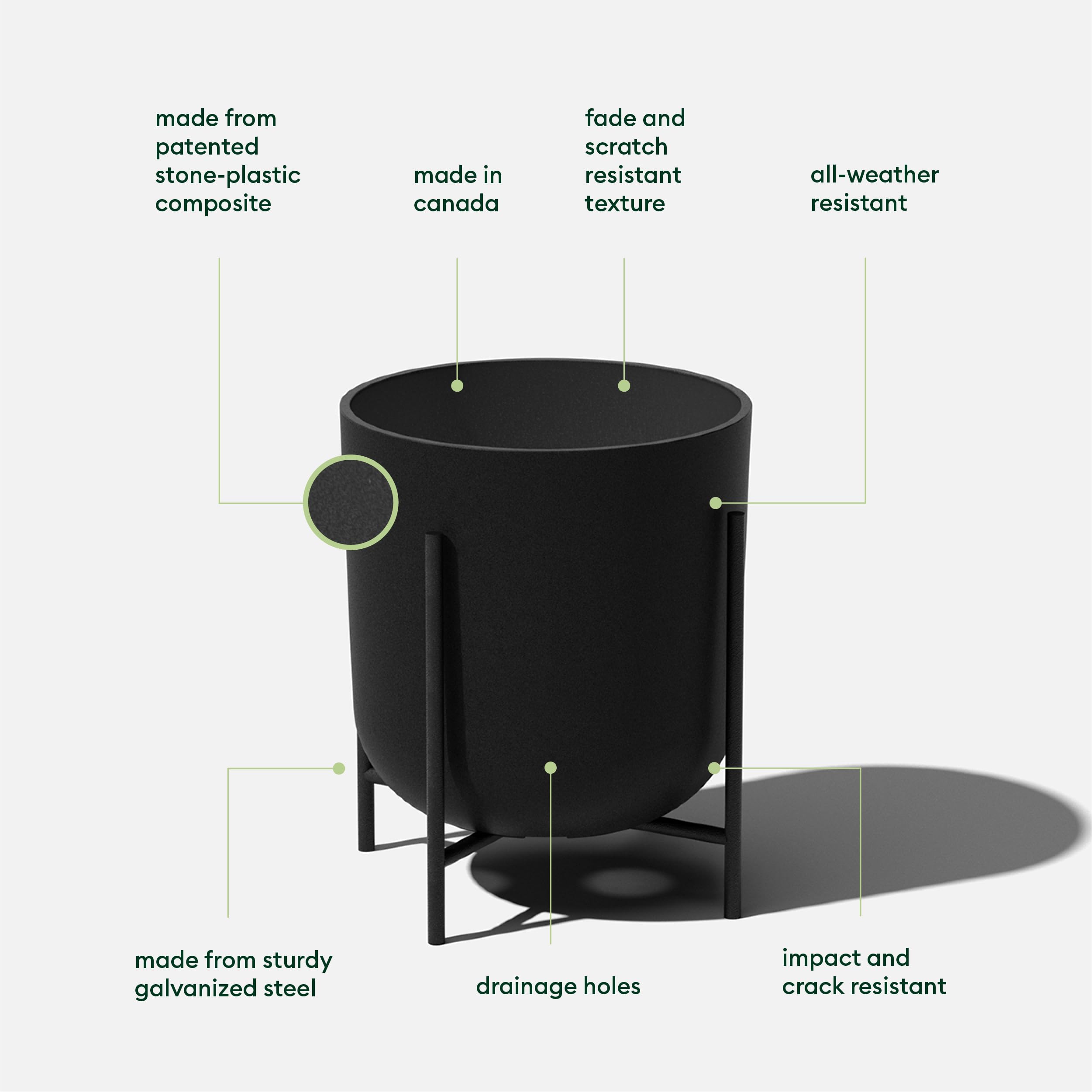 VERADEK Mason Series Raised Lima Planter - Round Patio Planter