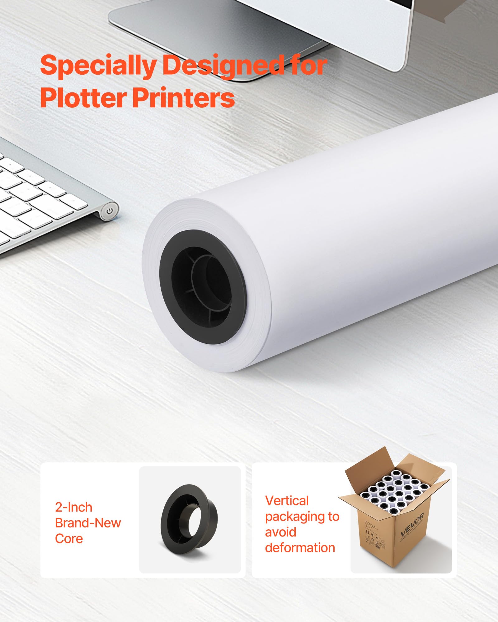 VEVOR Wide Format Paper 24 x 150' CAD Bond Rolls 20LB