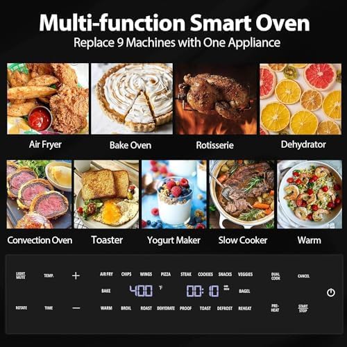 32QT Extra Large Air Fryer, 19 In 1 Air Fryer Toaster Oven Combo with Rotisserie and Dehydrator, Digital Convection Oven Countertop Airfryer Fit 13