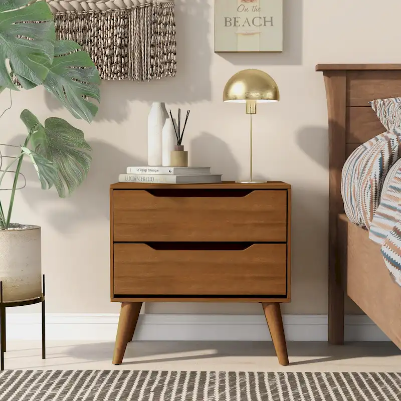 Carson Carrington Bodo Mid-Century Modern 2-Drawer Wooden Nightstand