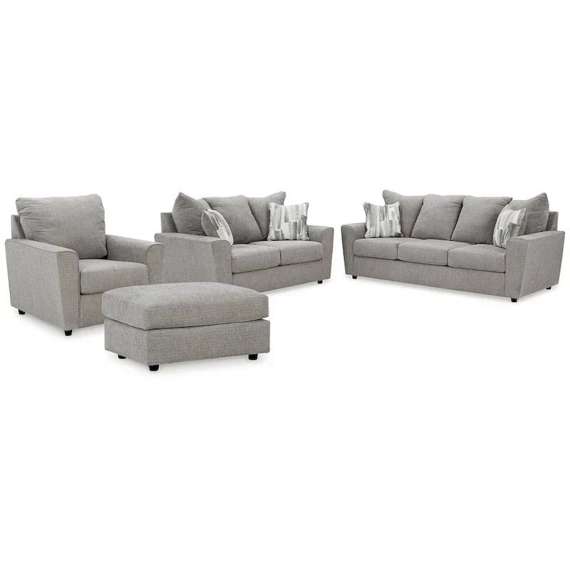 Signature Design by Ashley Stairatt Gray 4-Piece Upholstered Set - Dimensions: 86W x 38D x 39H