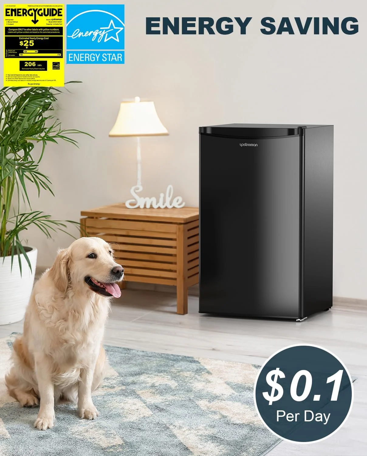 +Dear+Customers:++++++++++++++++++++++++++++++++++++++++++Convenient,+Compact,+Cooler+&+Freezer,+these+are+the+words+that+best+describe+Upstreman+3.2+Cu.ft+Single+Door+Mini+Fridge.+This+mini+fridge+measures+17.4’’D*18.7’’W*33.1’’H+and+has+a+base+area