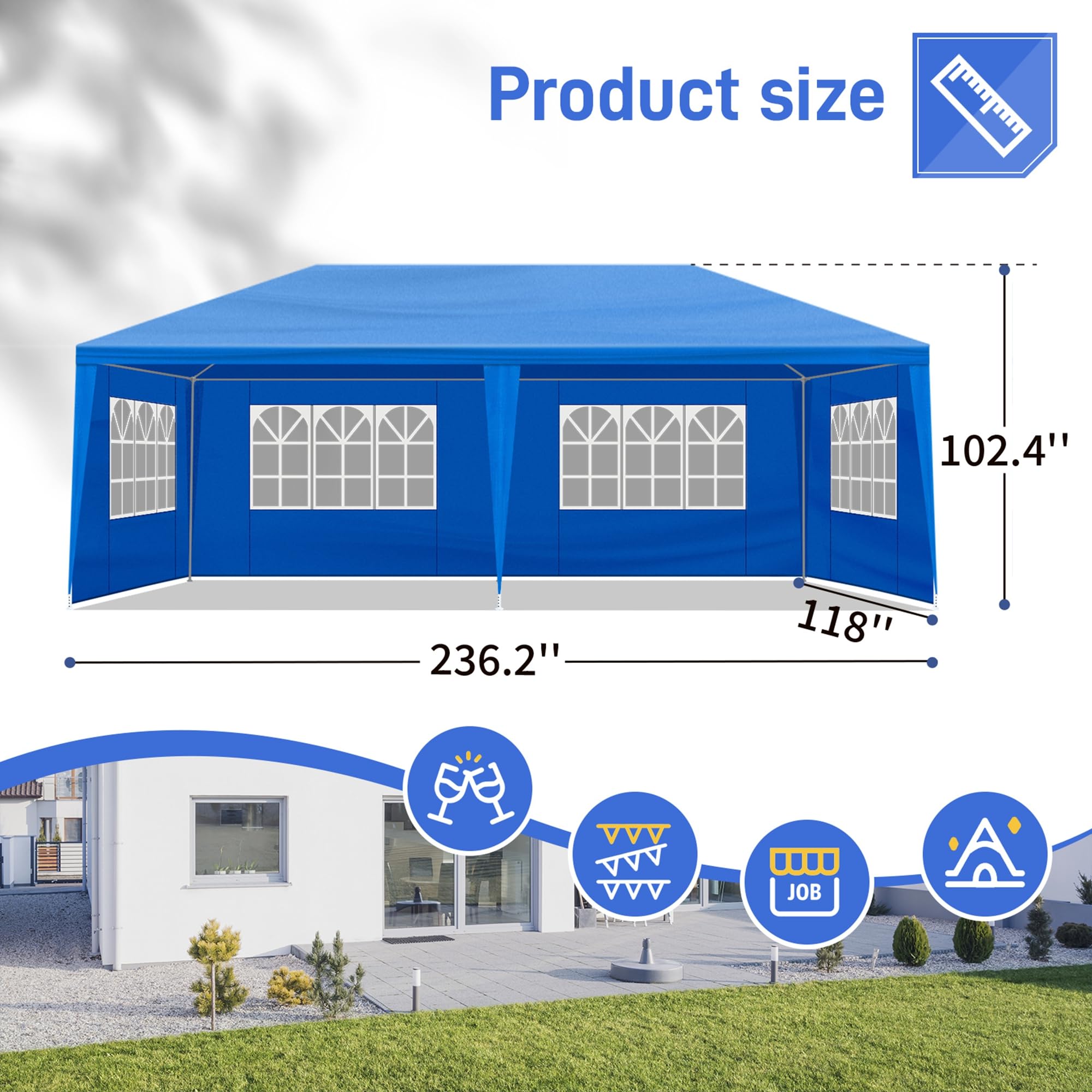 TRYGOAL 10x20 Waterproof Outdoor Canopy Tent with Walls