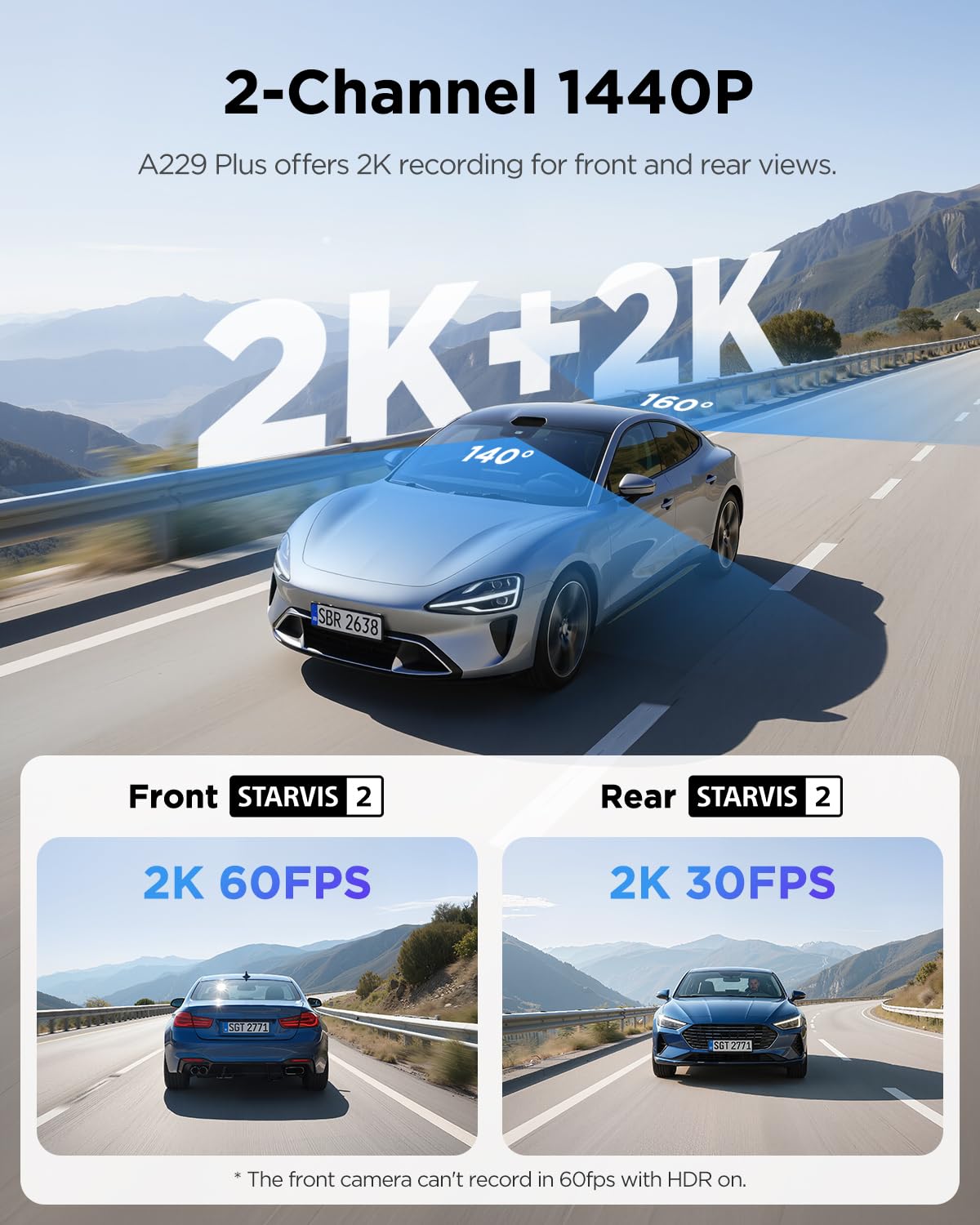 VIOFO A229 Plus Dash Cam - Dual 1440P Front & Rear, GPS