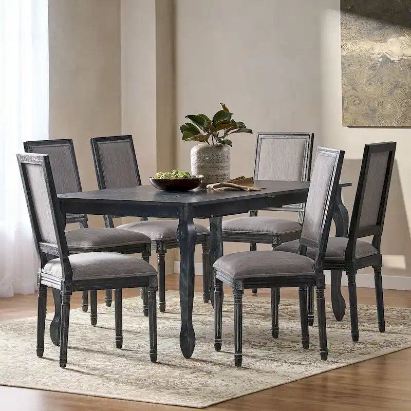 Christopher Knight Home Regan Upholstered 7-Piece Expandable Dining Set