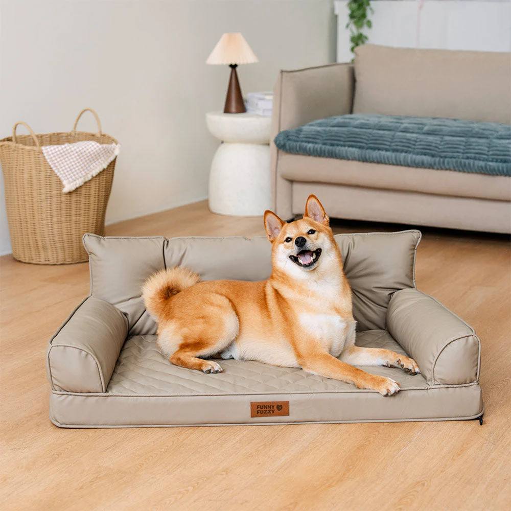 Luxe Faux Leather Foldable Orthopedic Large Dog Bed - Outdoor