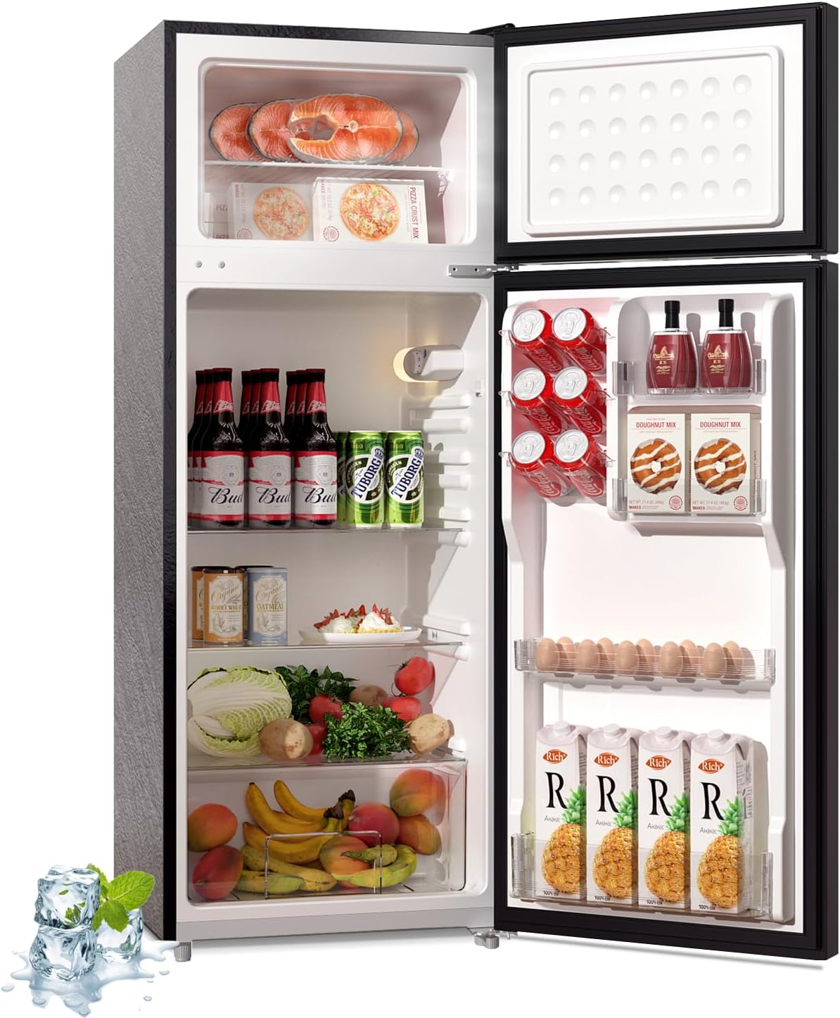 Top Freezer Refrigerator 7.7 Cu Ft B0DT74SVPB Apartment Size 2 Door Freestanding Adjustable Shelves Black