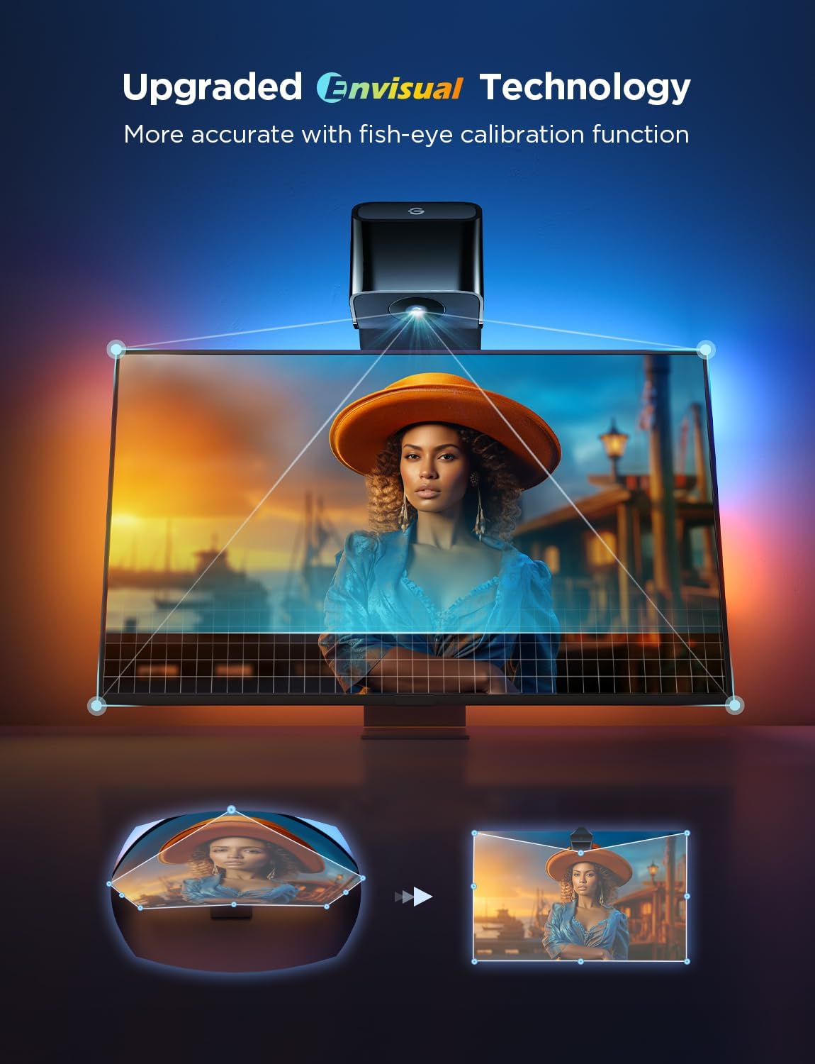 Govee TV Backlight 3 Lite with Fish-Eye Correction Function Sync to 75-85 Inch TVs, 16.4ft RGBICW Wi-Fi TV LED Backlight with Camera, 4 Colors in 1 Lamp Bead, Voice and APP Control, Adapter
