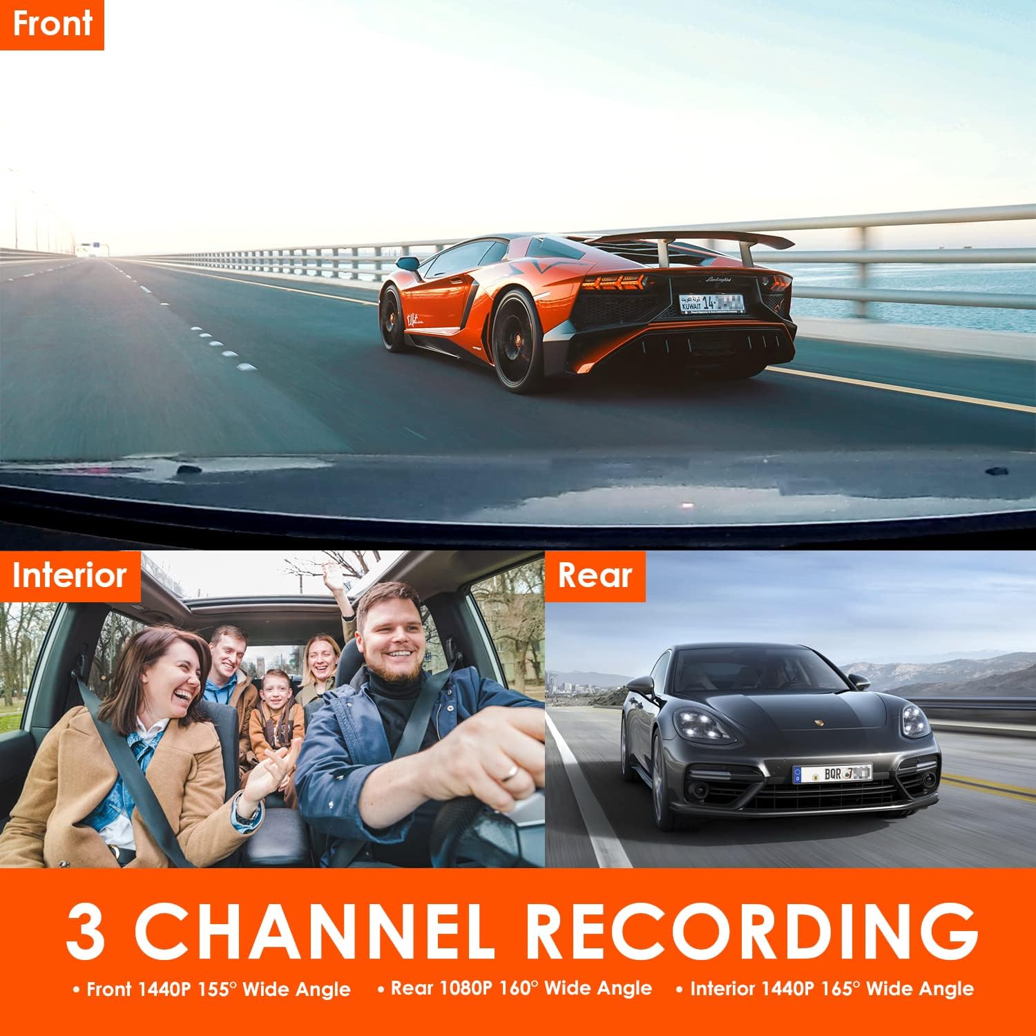 VANTRUE N4 3-Channel Dash Cam - 4K+1080P, Night Vision