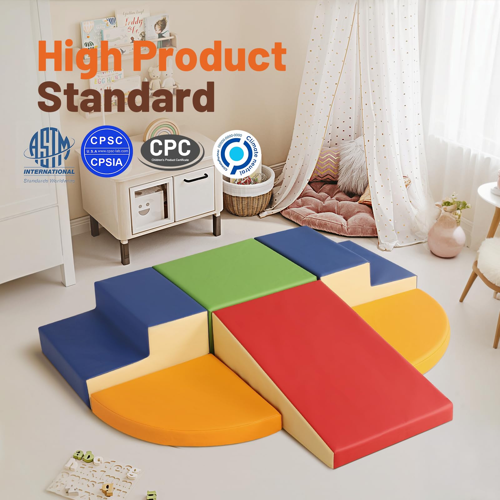 TODIBY 6-Piece Soft PU Leather Toddler Climbing Blocks
