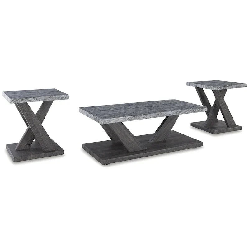 Signature Design by Ashley Bensonale Gray 3-Piece Table Set - Dimensions: 48W x 24D x 18H