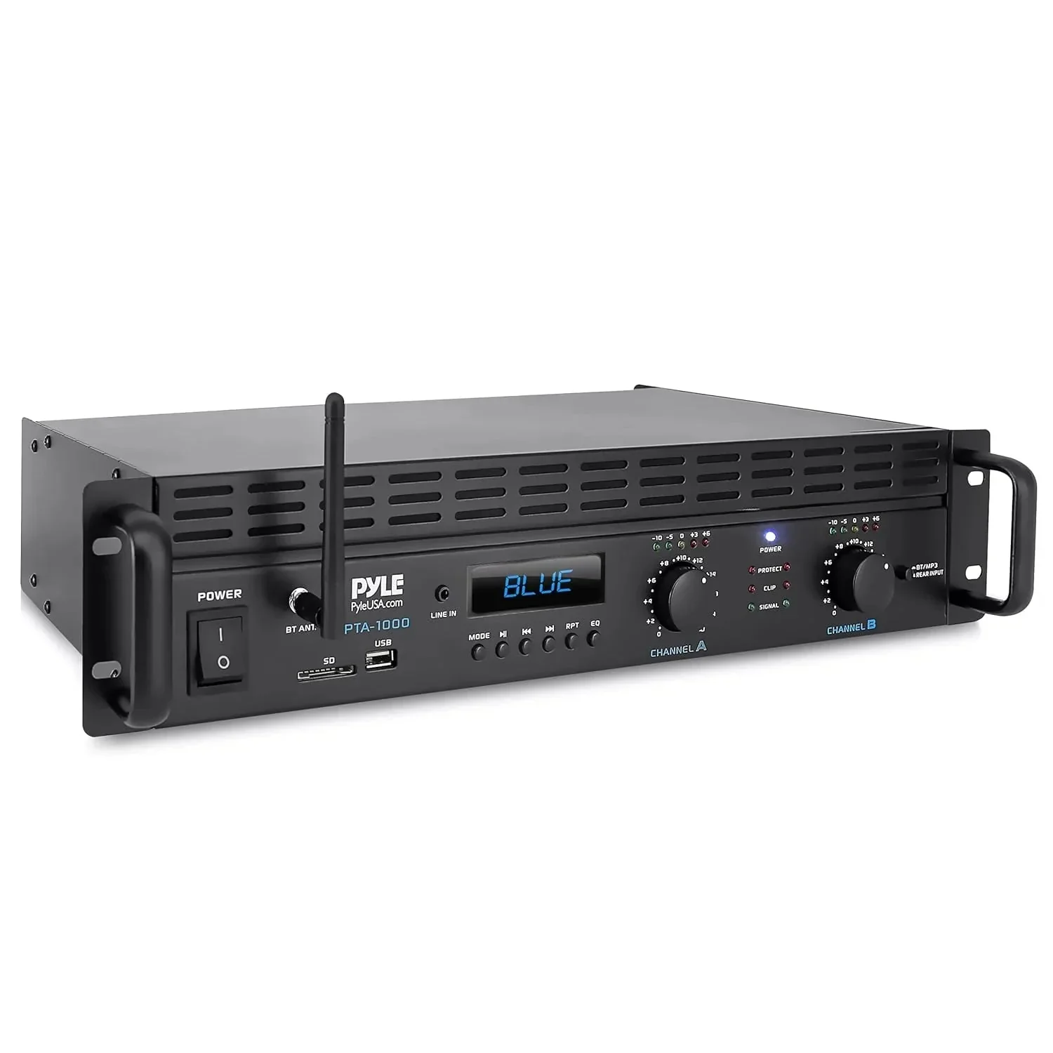 2-Channel Bluetooth Power Amplifier - 2000W Bridgeable Rack Mount Pro Audio Sound Wireless Home Stereo Receiver w/TRS XLR Input,LCD, Bridge Mode, Cooling Fan - Entertainment Speaker System