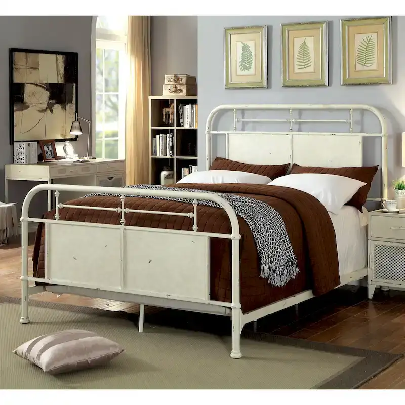 Furniture of America Industrial Metal Panel Bed with Support Legs