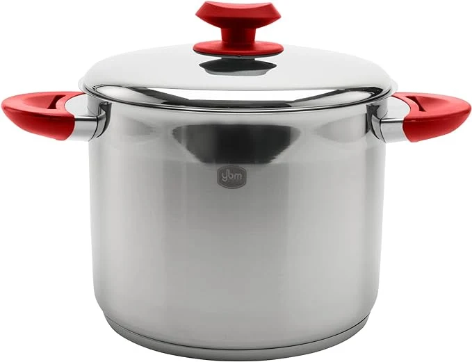 7 Quart Stock Pot with Lid, Red