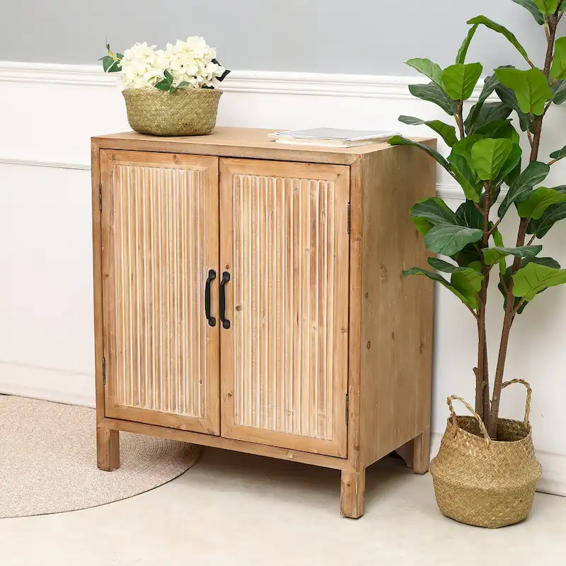 Farmhouse Style 2-Door Storage Cabinet with Shelves – Perfect for Living Room, Kitchen, or Entryway