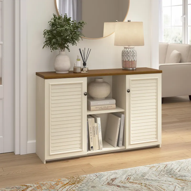 Bush Furniture Fairview Accent Cabinet Featuring Doors and Shelves