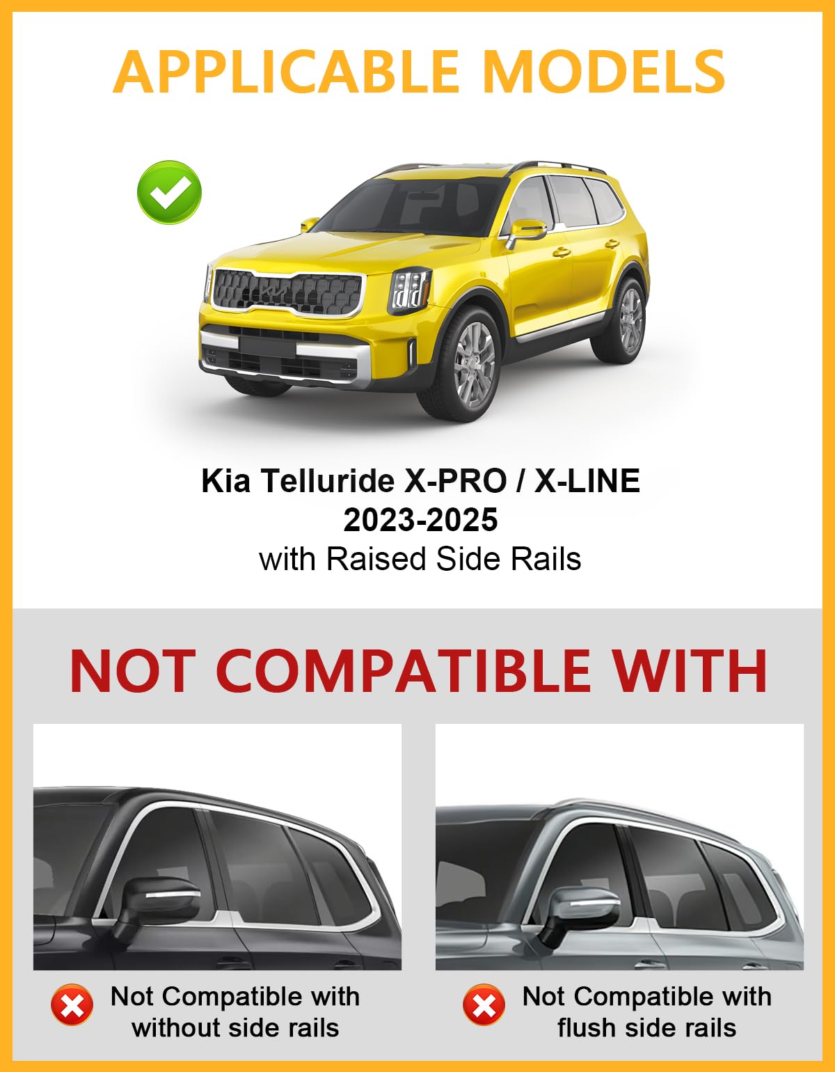 TUYOUNG KIA Telluride Roof Rack Cross Bars 300lbs 2023-2025
