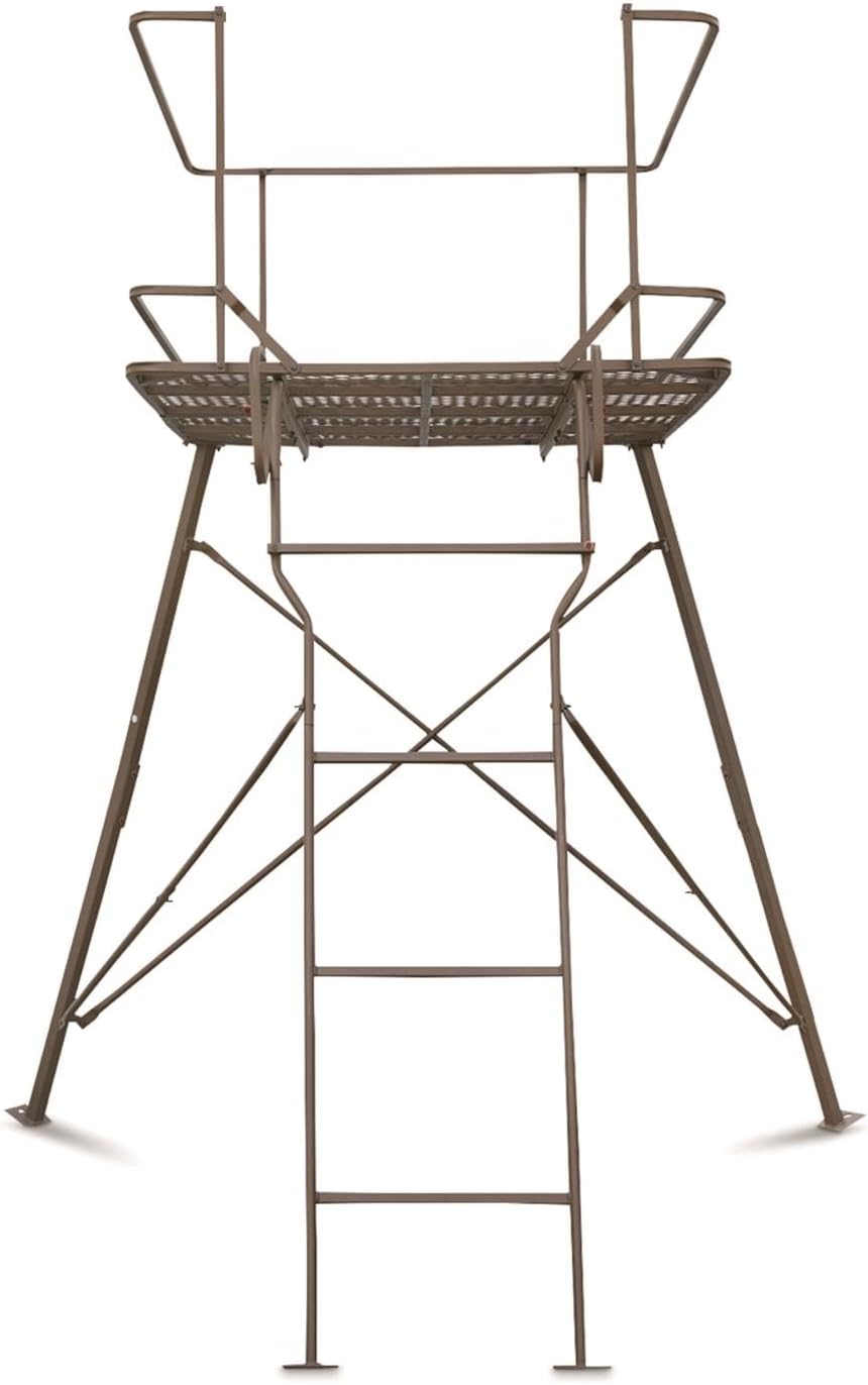 Tripod Hunting Tower Blind TS305 6 ft 2-Person 500 lb Capacity Steel Elevated Stand 4x4 Platform One-Way Mesh