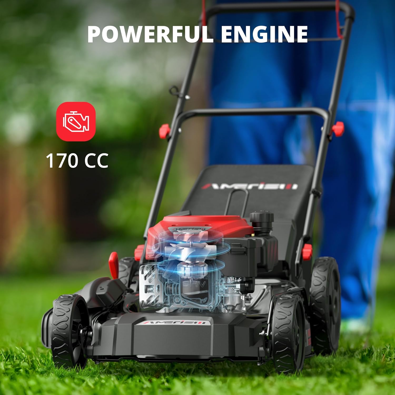 AMERISUN Gas-Powered Self-Propelled Lawn Mower 21 Deck