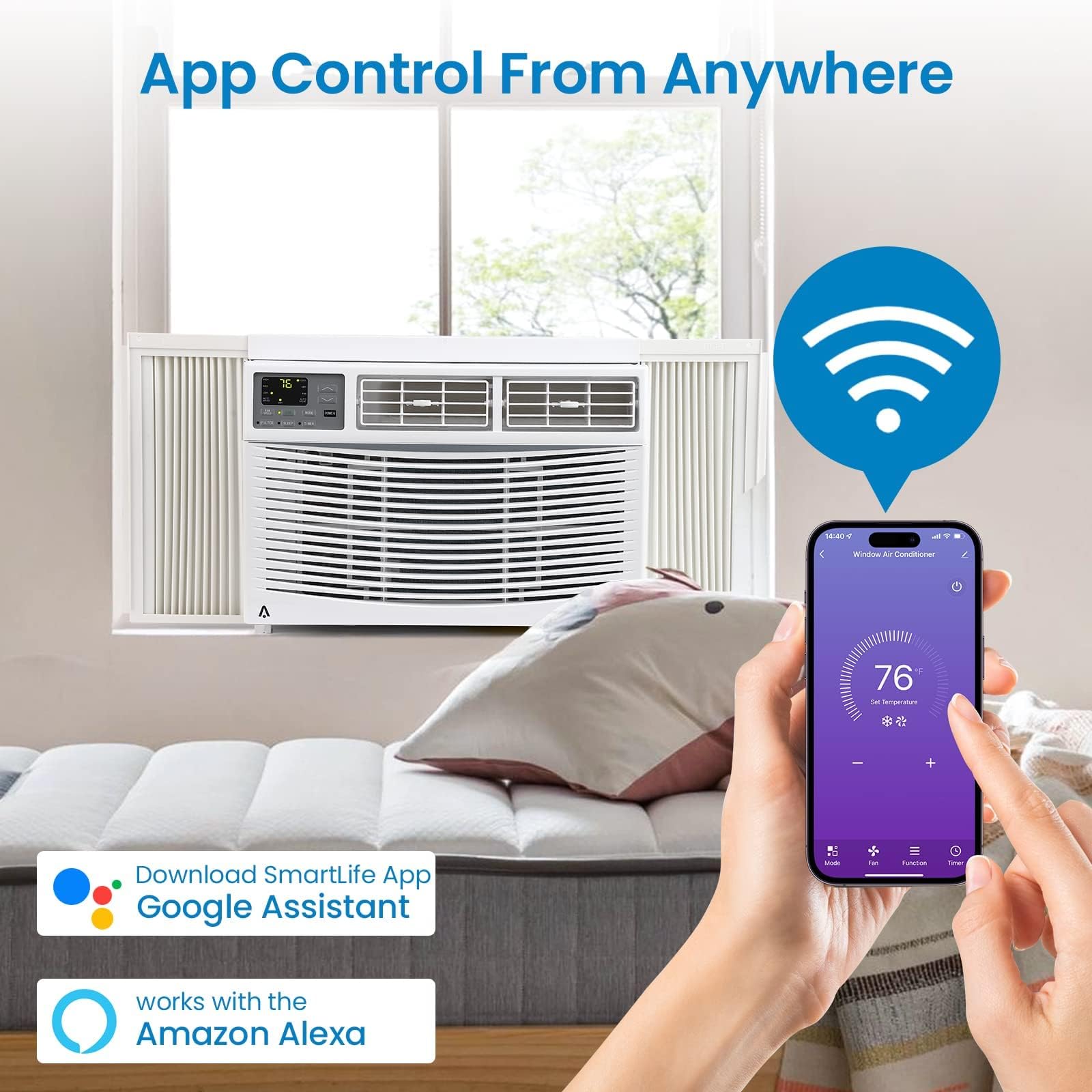 TOWALLMARK 8000 BTU WiFi Window Air Conditioner - 350 Sq. Ft.
