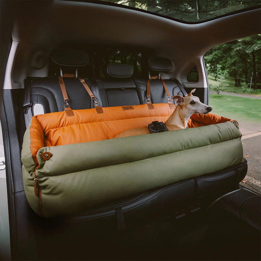 Large Deluxe Faux Leather Dog Car Seat Booster Bed - Roadtrip