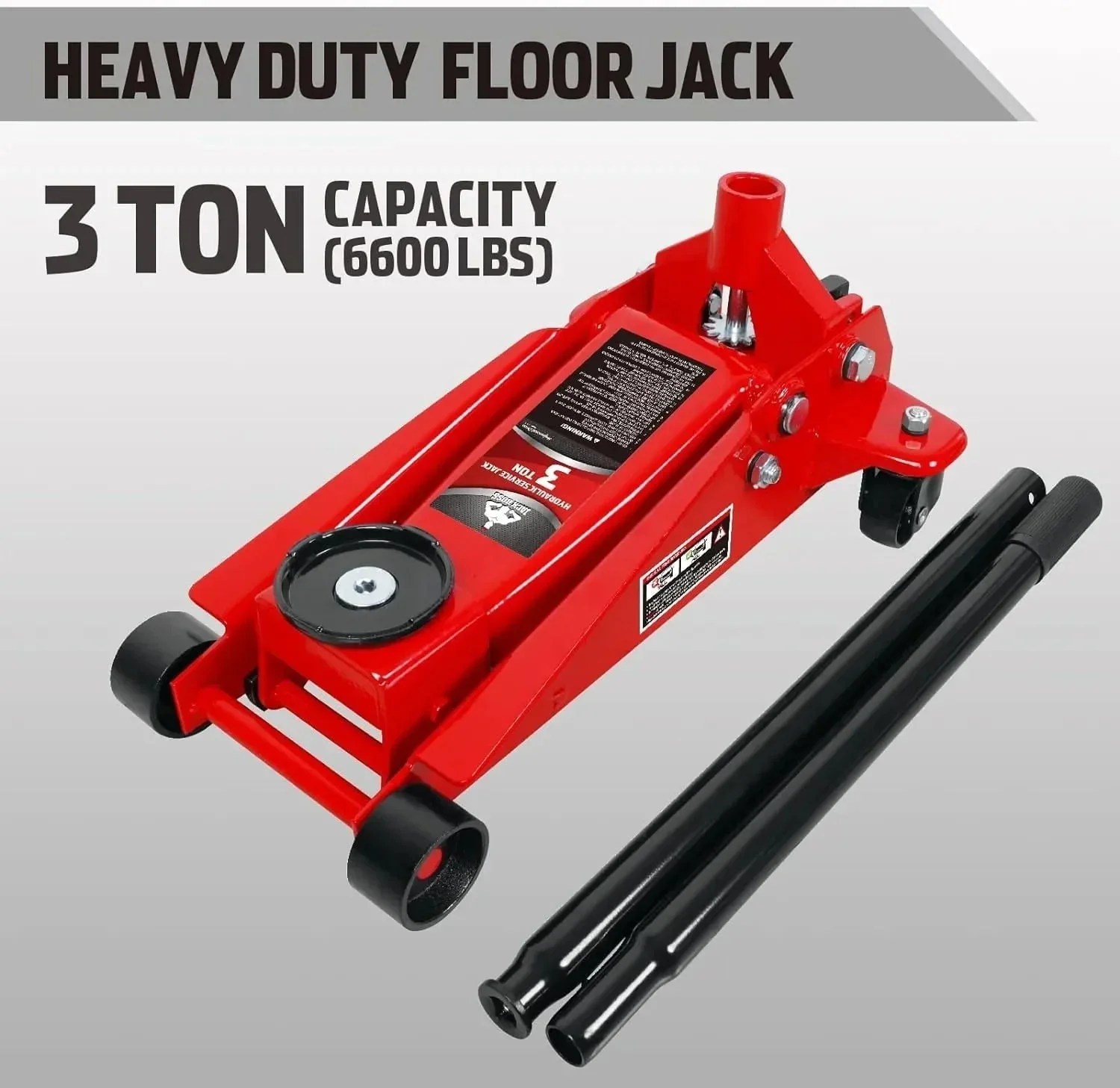 3 Ton Hydraulic Floor Jack with Quick Lift Pump Car Jack, (6,000 lb) Capacity,Red,W83025