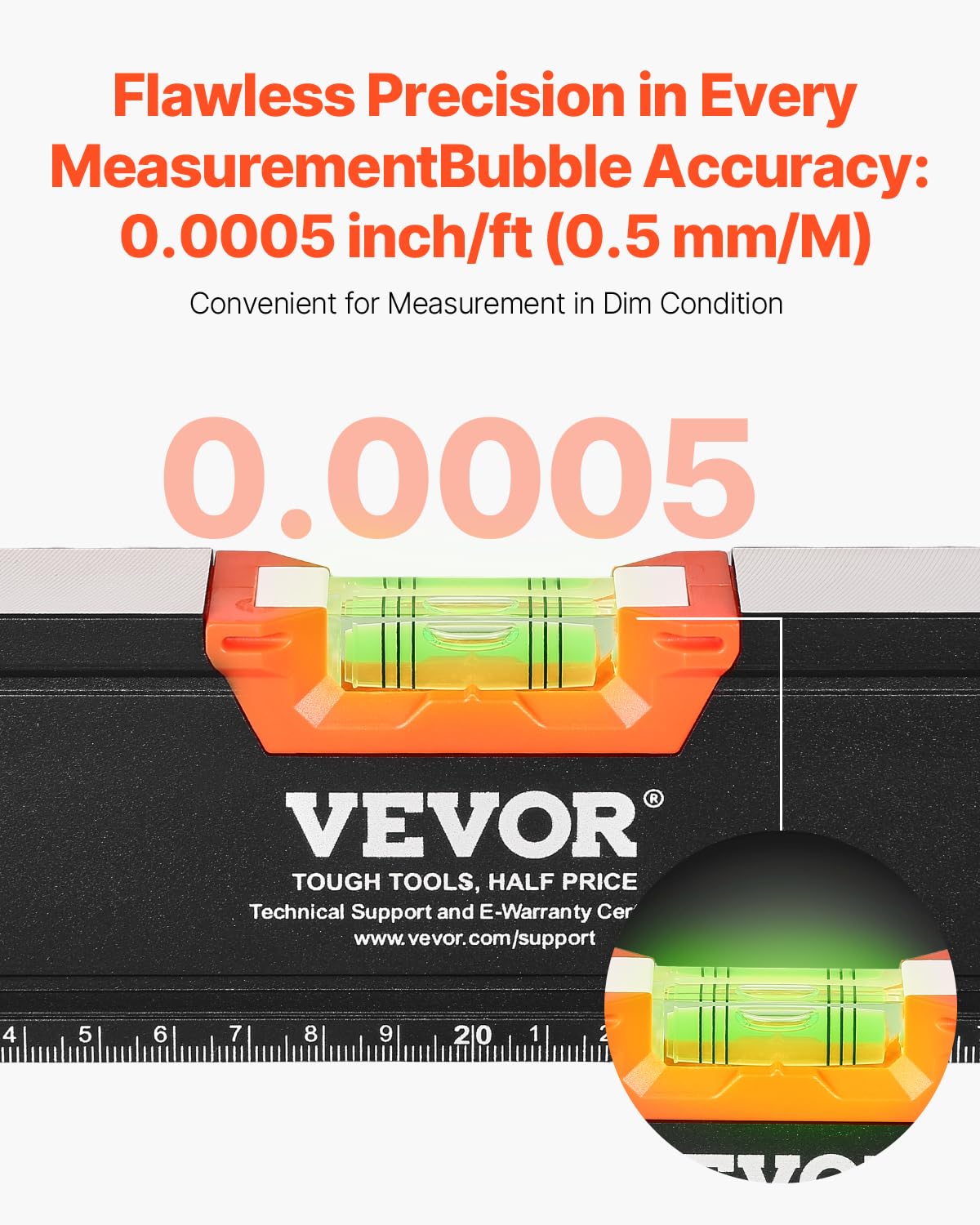 VEVOR 6-Piece Torpedo Level Set with Bubble Vials