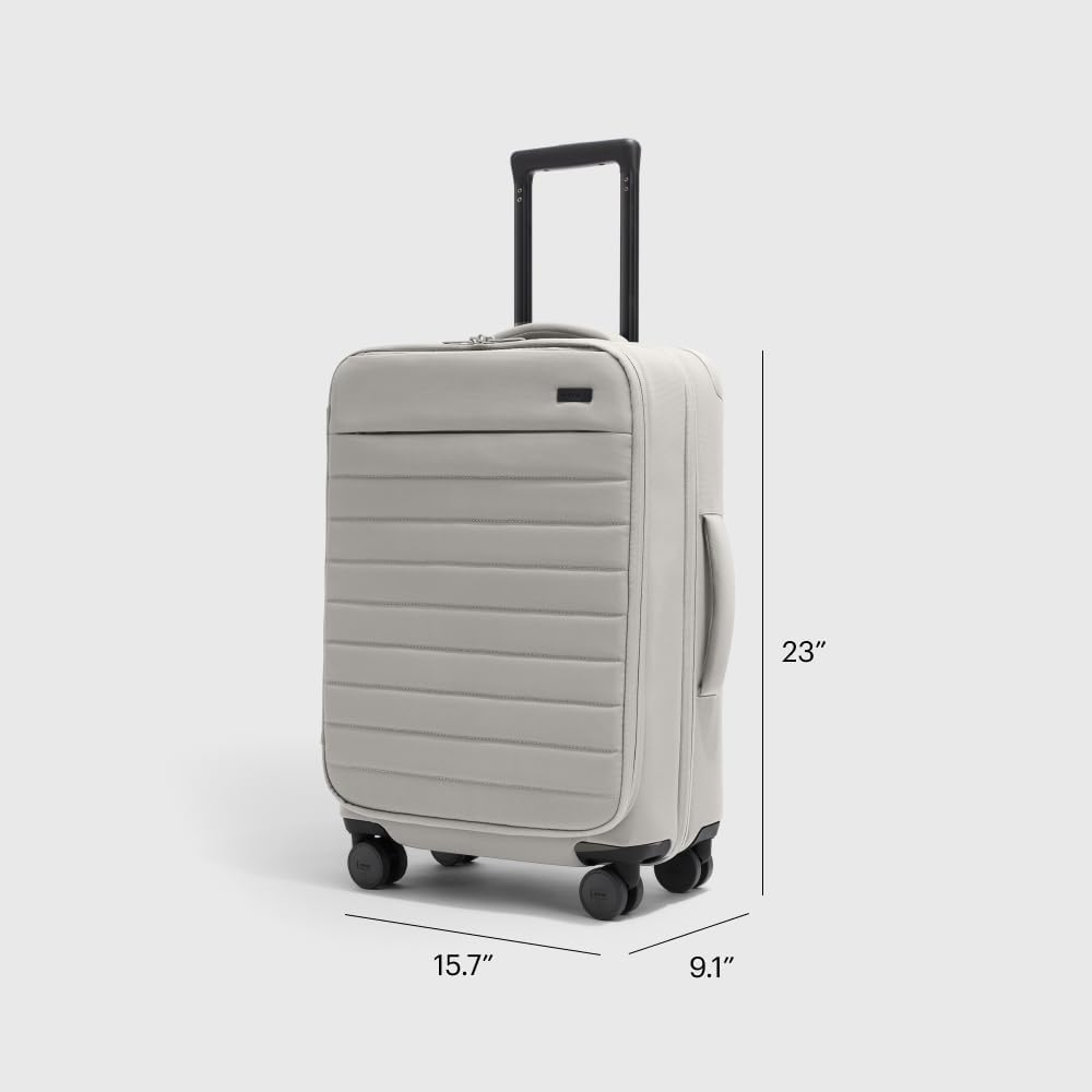 23 inch softside carry on luggage Bigger Carry-On expandable spinner wheels TSA lock compression system cloud gray