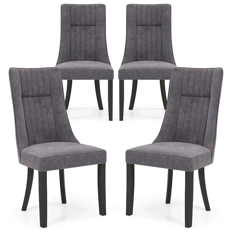 Costway Set of 2/4 Channel Tufted Dining Chairs with High Backrest