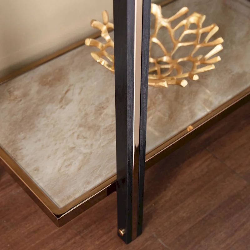 Thornberry Transitional Champagne Metal Console Table by SEI Furniture