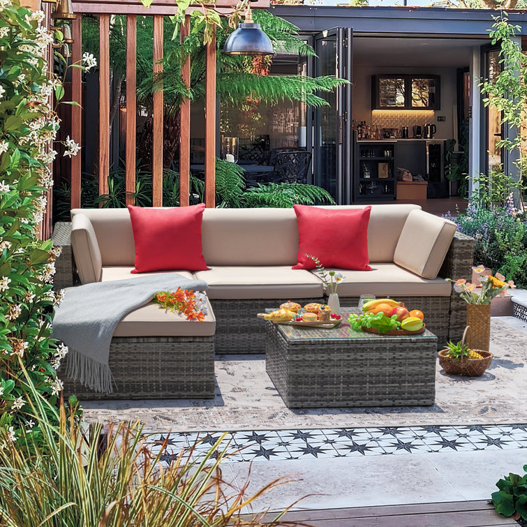 Huang 4 - Person Outdoor Seating Group with Cushions