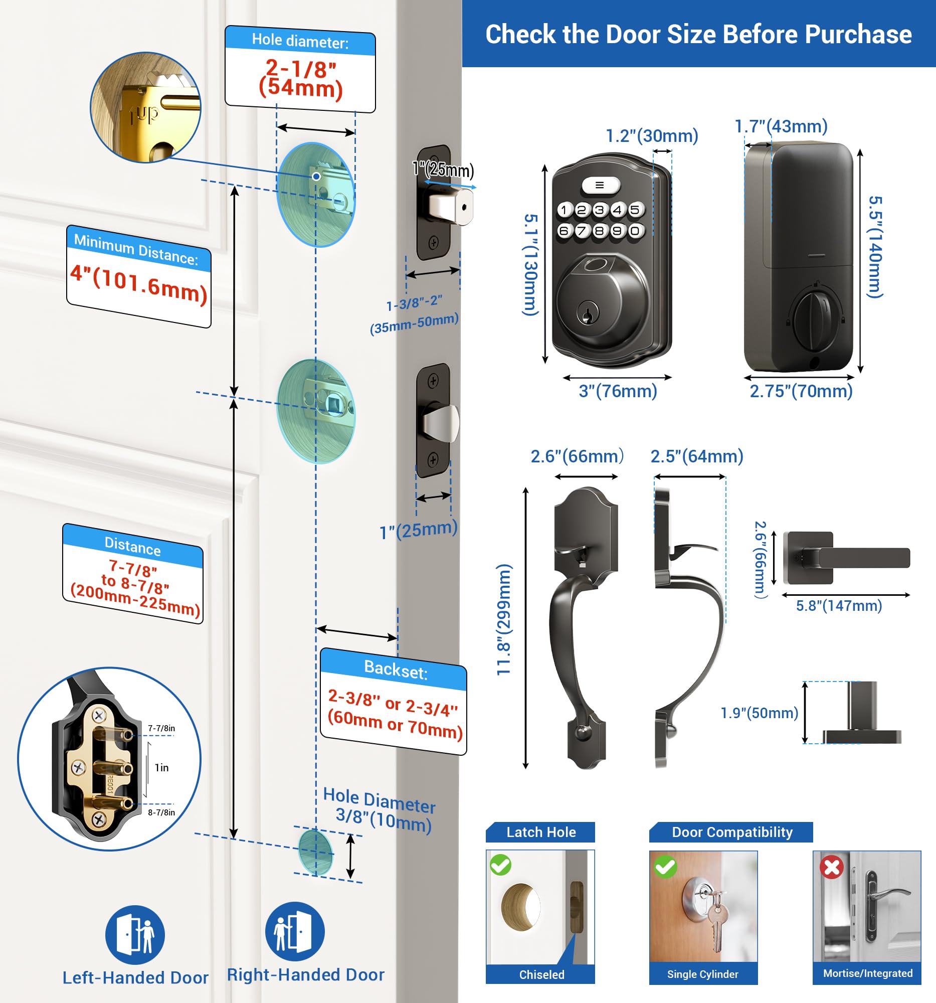 VEISE Fingerprint Door Lock Set - Keyless Entry Deadbolt