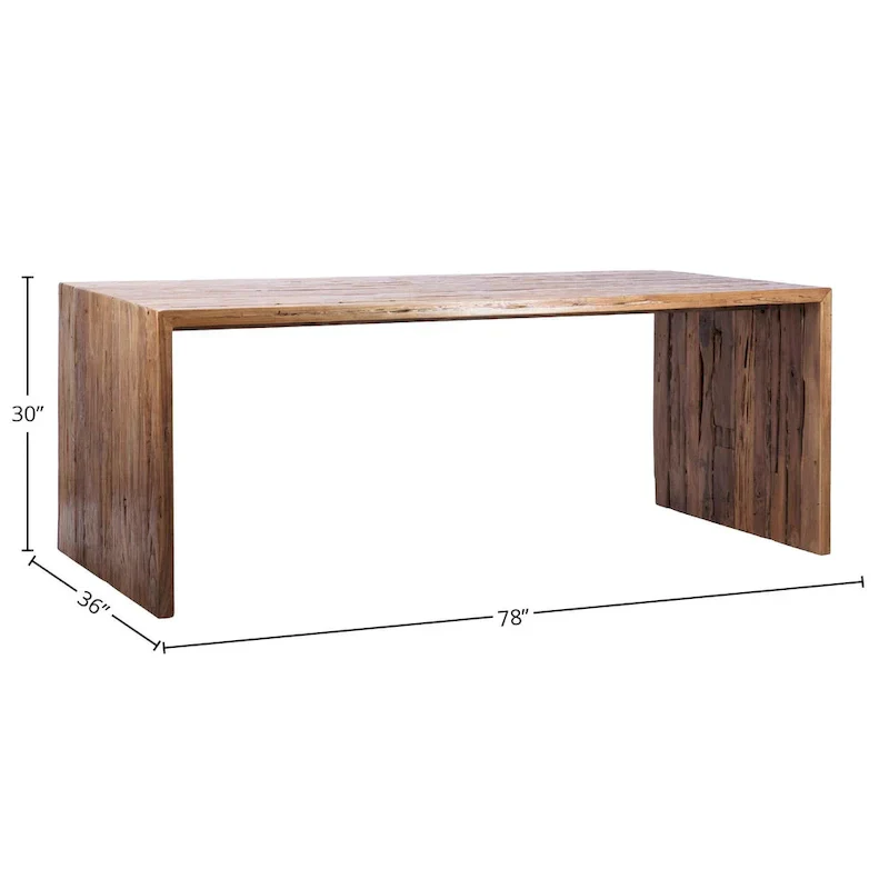 Camila 78-Inch Rectangular Dining Table Crafted from Reclaimed Teak with Waterfall Design