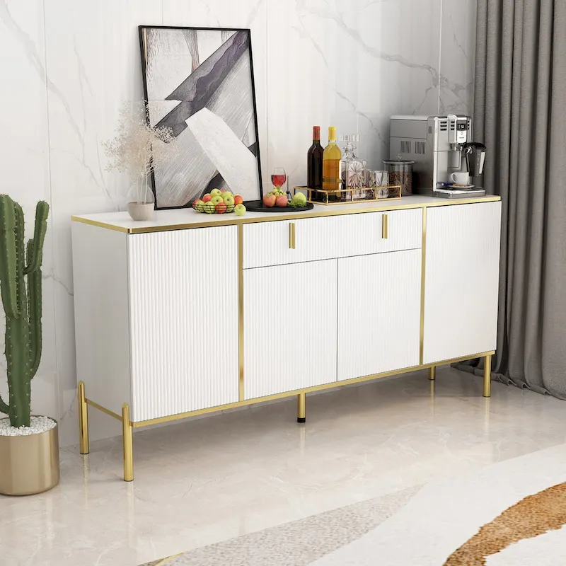Pop-Up Door Sideboard Dresser Cabinet - Storage Console for TV