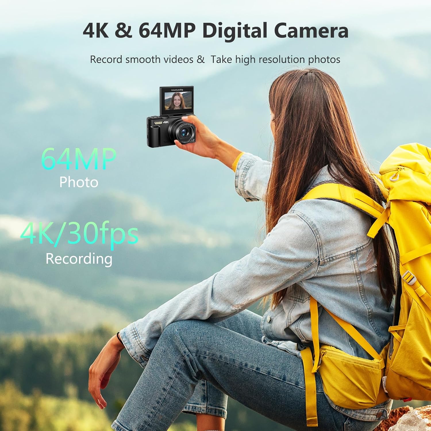 VJIANGER 4K Digital Camera for Photography, 64MP Vlogging Camera