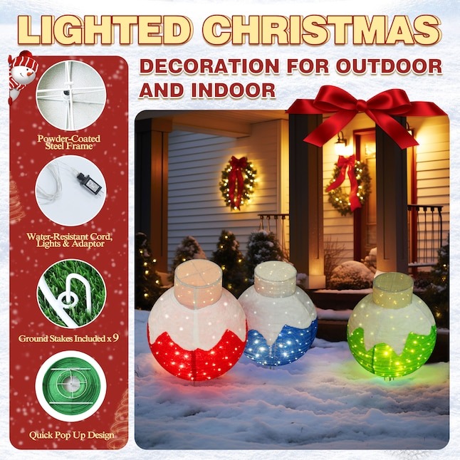 VEIKOUS 35-in Ornament Free Standing Decoration with White LED Lights