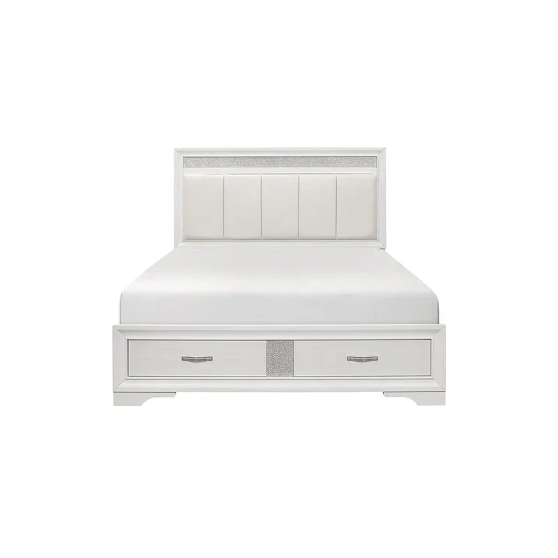 Beatrice 4-Piece White Modern Faux Leather Upholstered Storage Bed