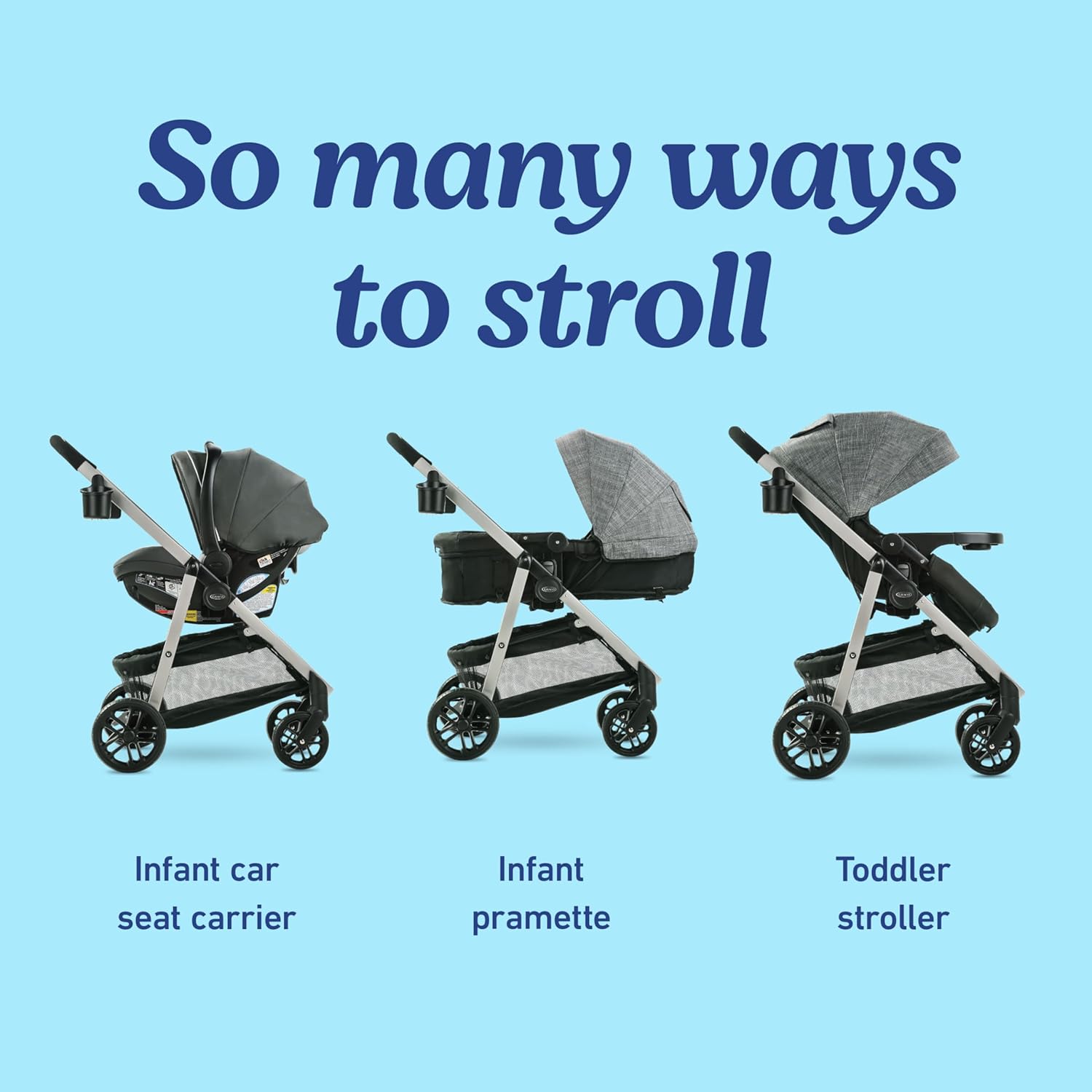 Travel System Stroller Car Seat Combo 3 in 1 Modes Infant Carrier Pramette Toddler Stroller Includes Infant Car Seat Ellington