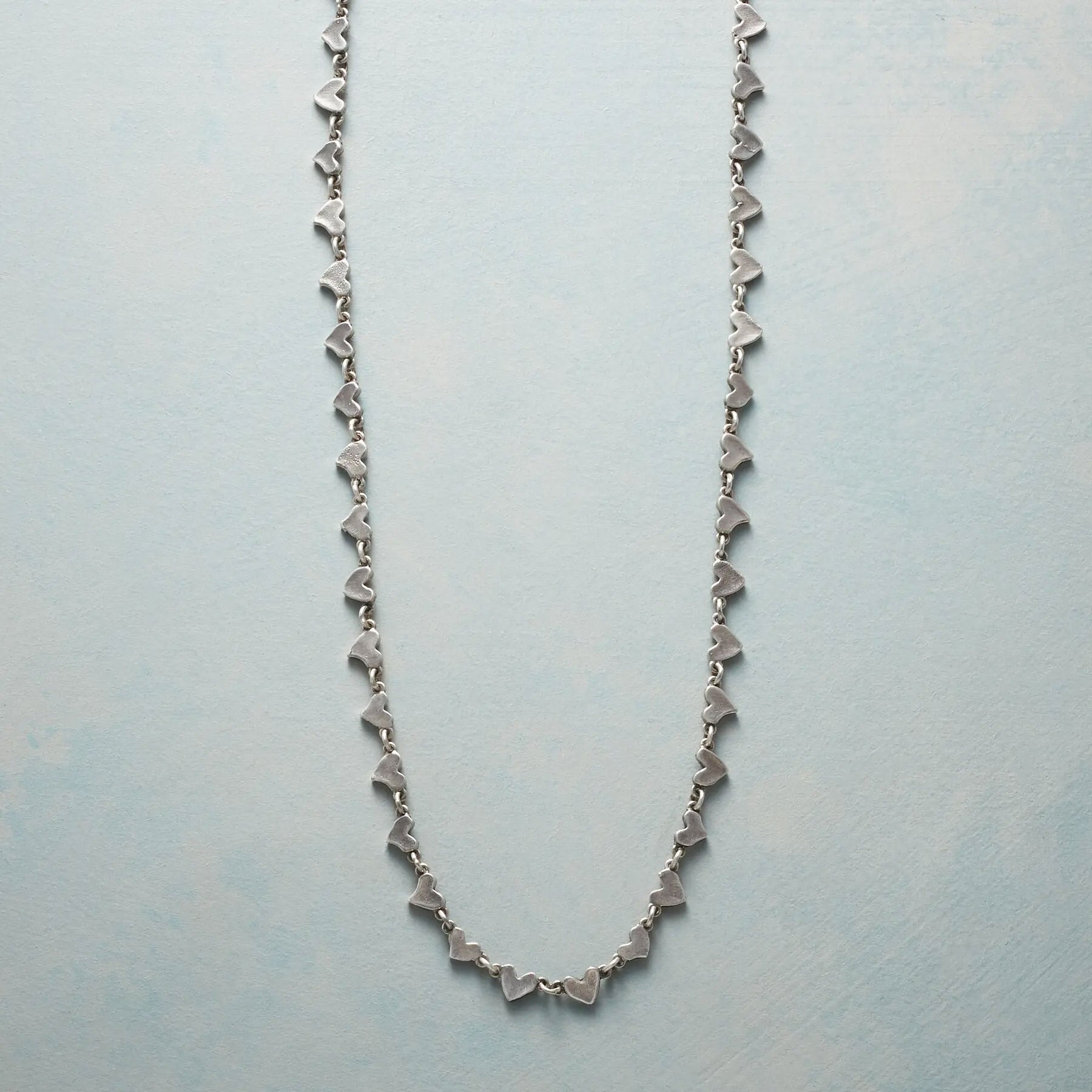 Sterling Chain Of Hearts Necklace