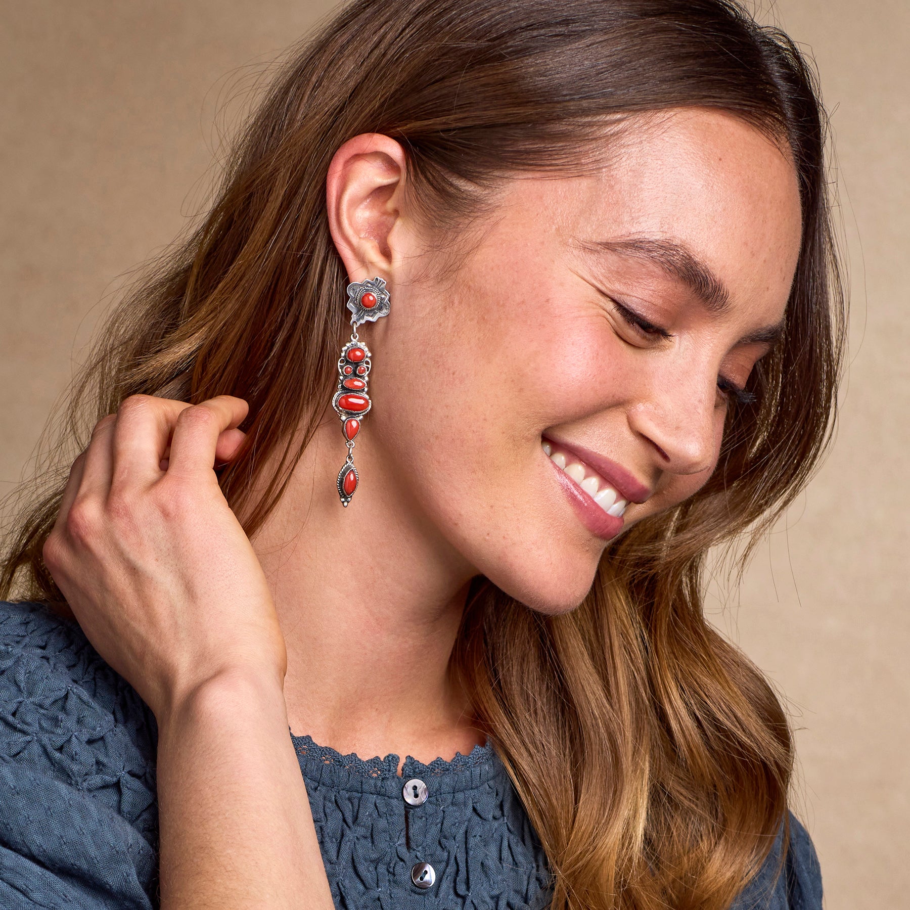 August Coral Earrings