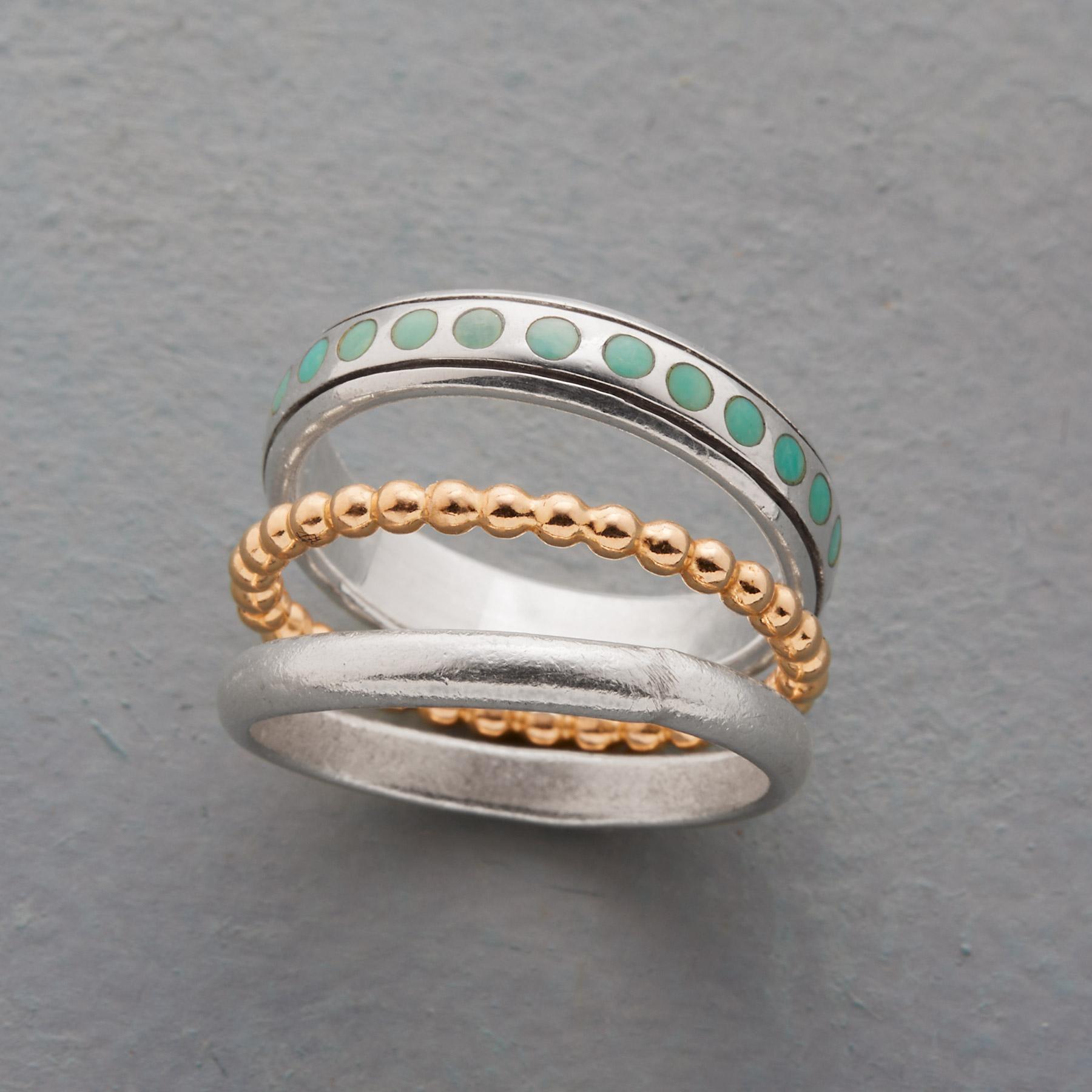 Turquoise Dots Ring Set