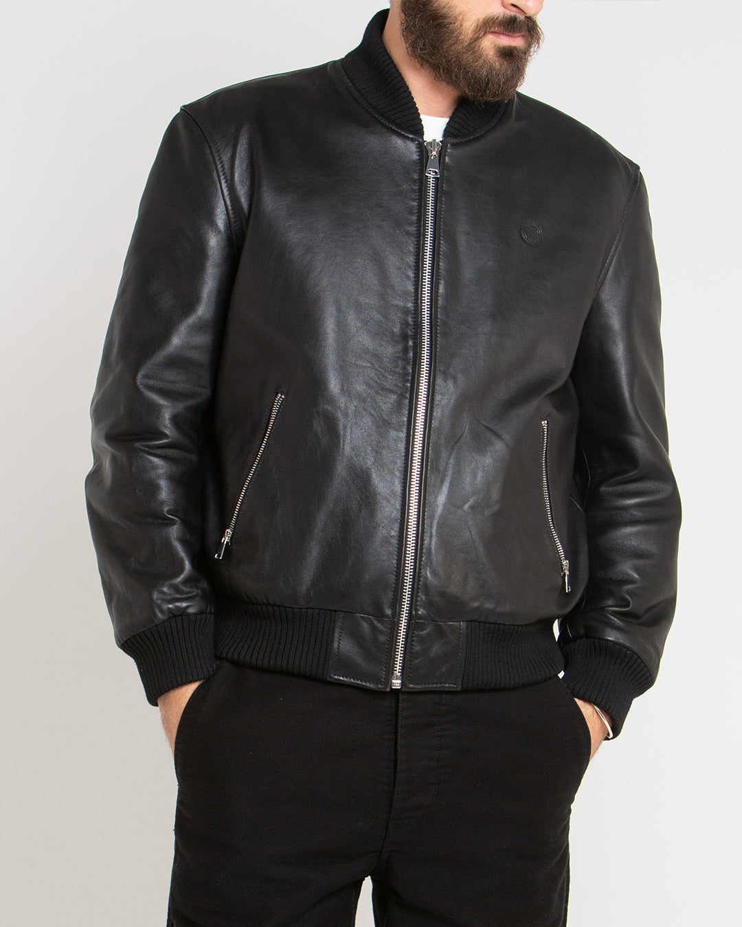 Thunder Leather Bomber - Black