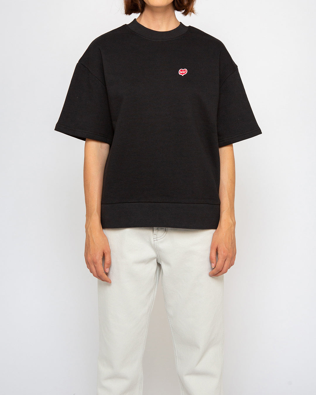 Heart Short Sleeve Crew (Oversized Fit) - Black