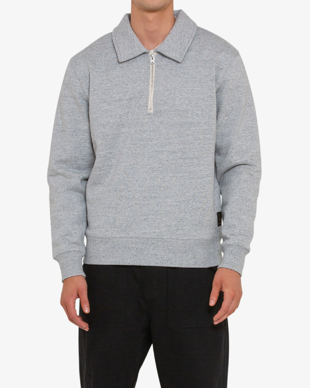 Naval Zip Neck - Grey Marle