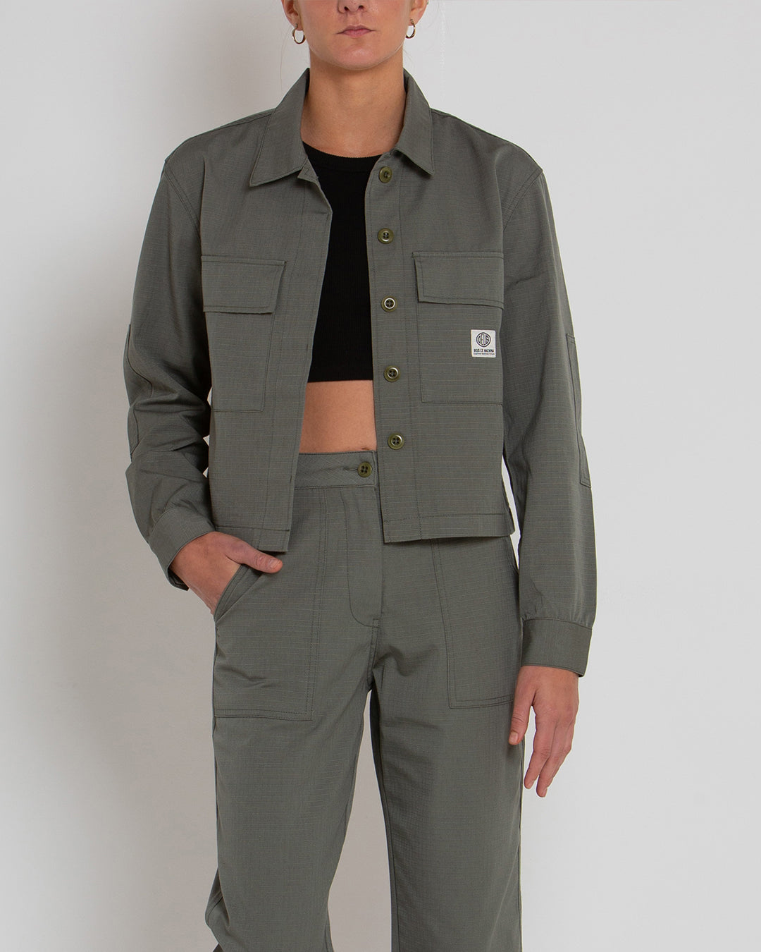 Cropped BDU Shirt - Agave Green